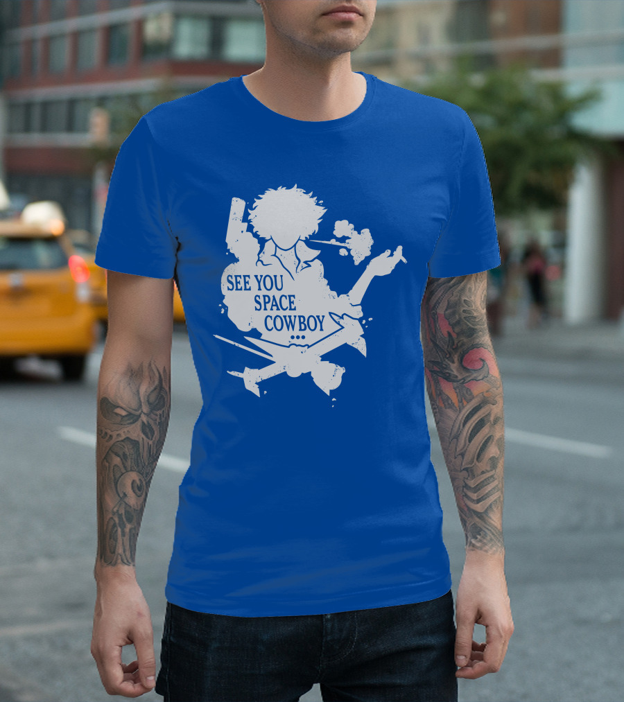 SEE YOU SPACE COWBOY Spike Silhouette Smoking Scene T-Shirt