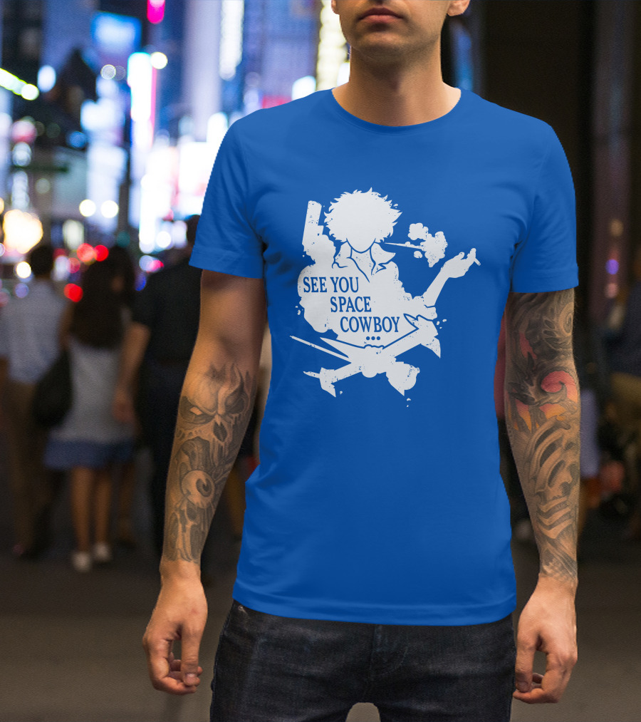 SEE YOU SPACE COWBOY Spike Silhouette Smoking Scene T-Shirt