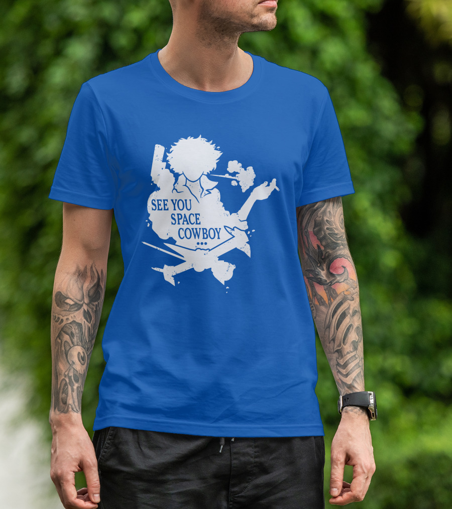 SEE YOU SPACE COWBOY Spike Silhouette Smoking Scene T-Shirt