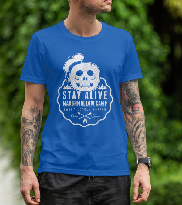 STAY ALIVE MARSHMALLOW CAMP SWEET LOVELY HORROR GOOD TIMES T-Shirt