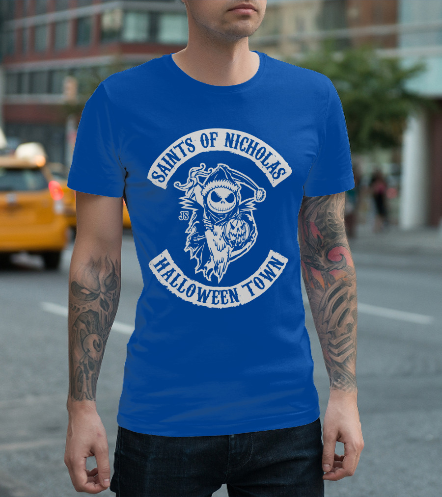 Saints of Nicholas Halloween Town Jack Skellington Santa Crossover T-Shirt
