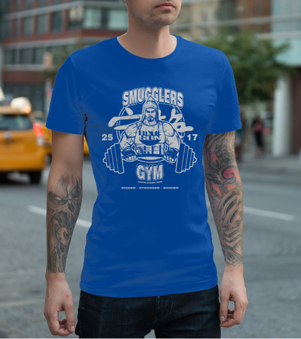 Smugglers Gym Bigger Stronger Shinier Canton Higgins Moon 25 17 T-Shirt