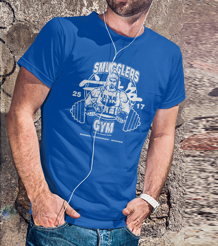 Smugglers Gym Bigger Stronger Shinier Canton Higgins Moon 25 17 T-Shirt