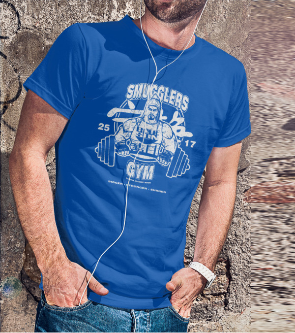 Smugglers Gym Bigger Stronger Shinier Canton Higgins Moon 25 17 T-Shirt