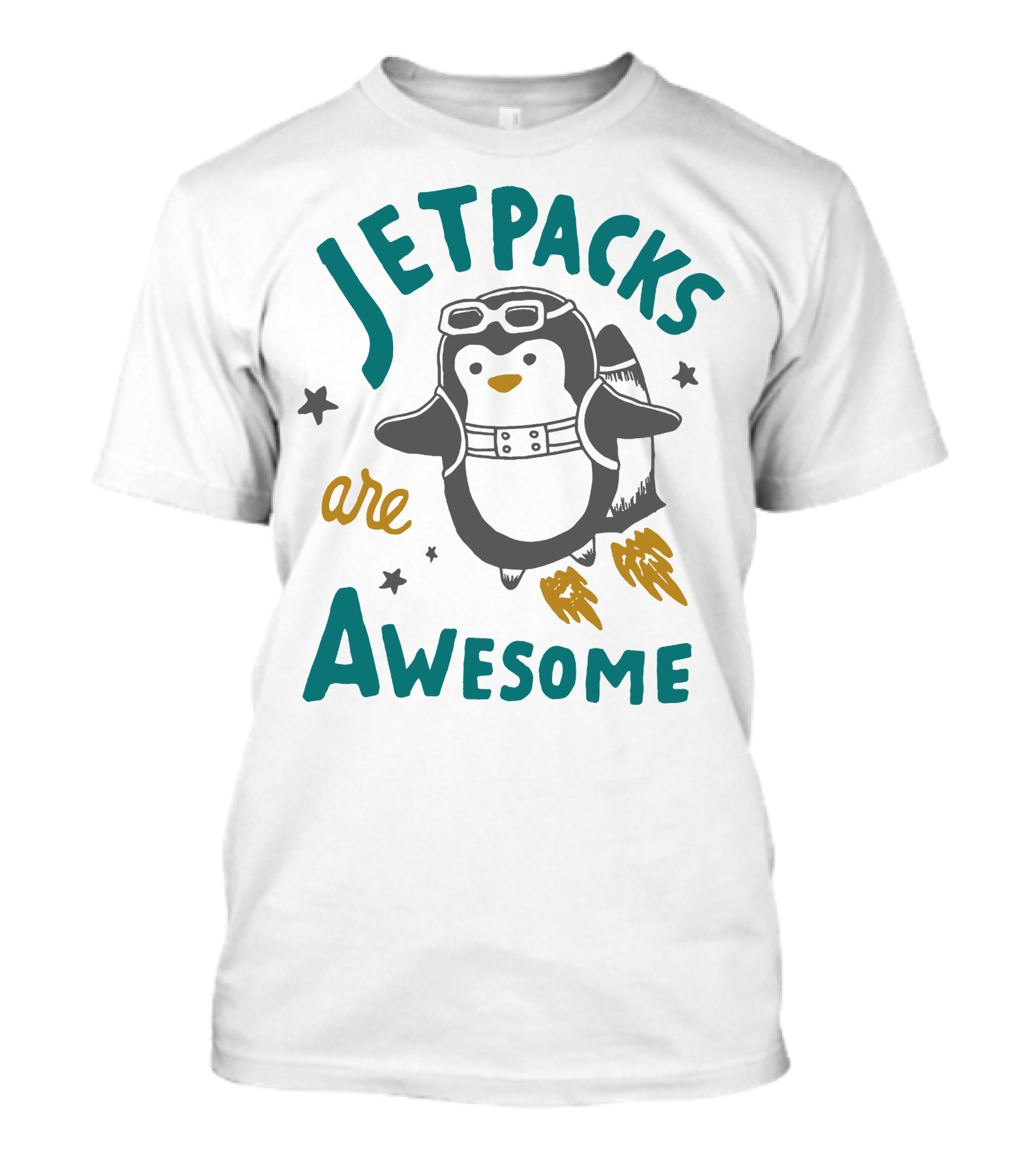 Jetpacks Are Awesome Penguin With Goggles And Stars T-Shirt