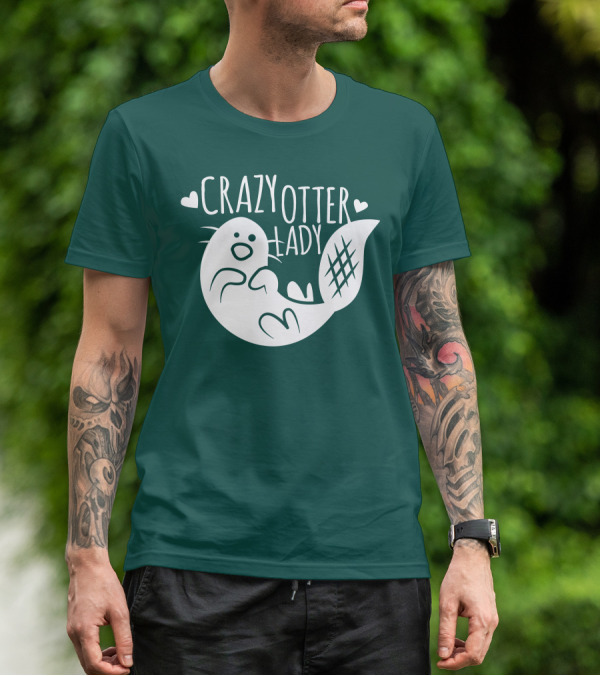 Crazy Otter Lady With Heart Accents T-Shirt