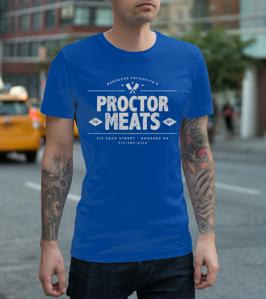 BARBECUE FAVOURITE'S PROCTOR MEATS 313 SABO STREET BANSHEE PA 717-787-2122 1967 WORN LOOK T-Shirt