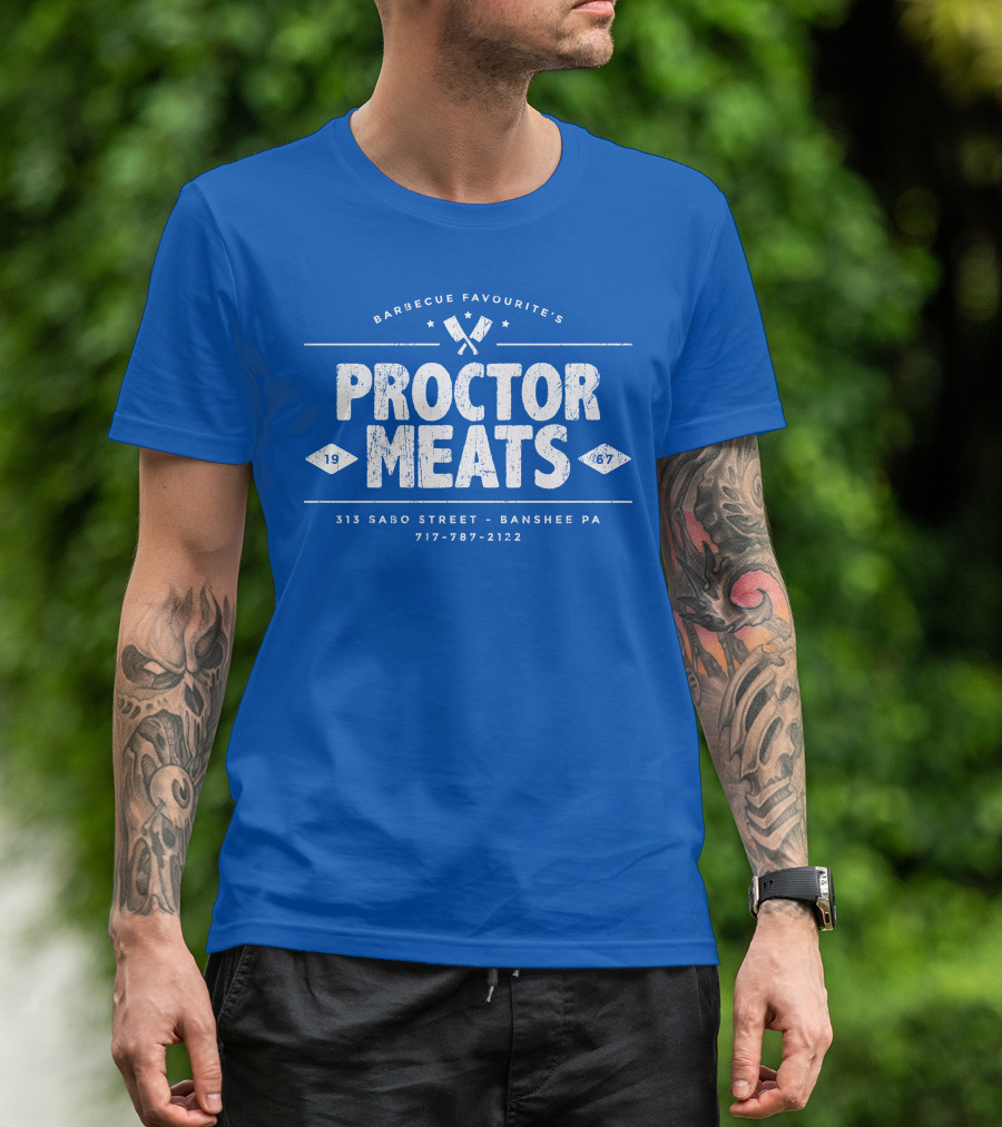 BARBECUE FAVOURITE'S PROCTOR MEATS 313 SABO STREET BANSHEE PA 717-787-2122 1967 WORN LOOK T-Shirt