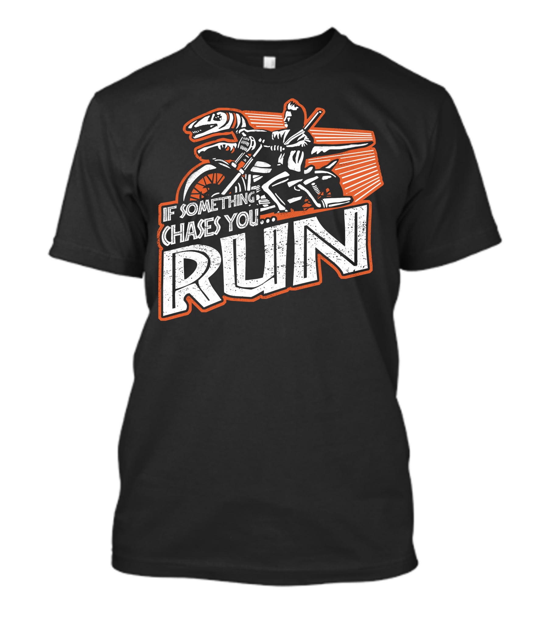 If Something Chases You Run Dinosaur Motorcycle Rider T-Shirt