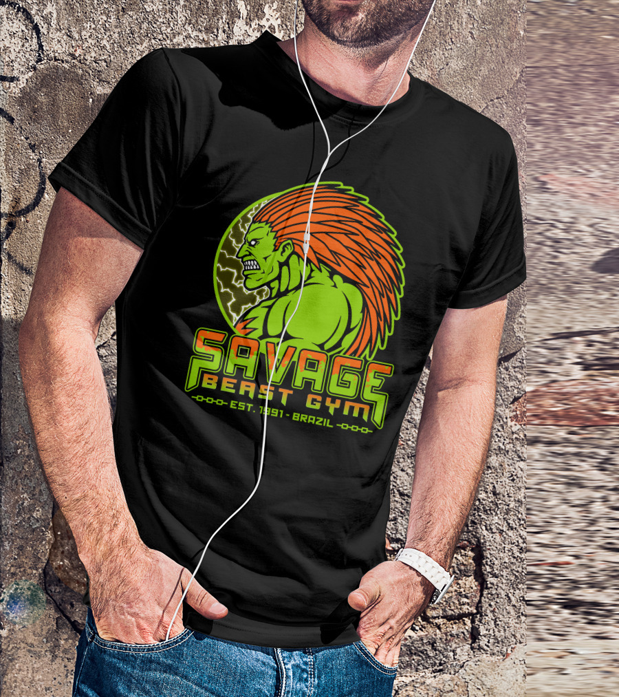 Savage Beast Gym Est. 1991 Brazil Green Monster With Orange Hair T-Shirt