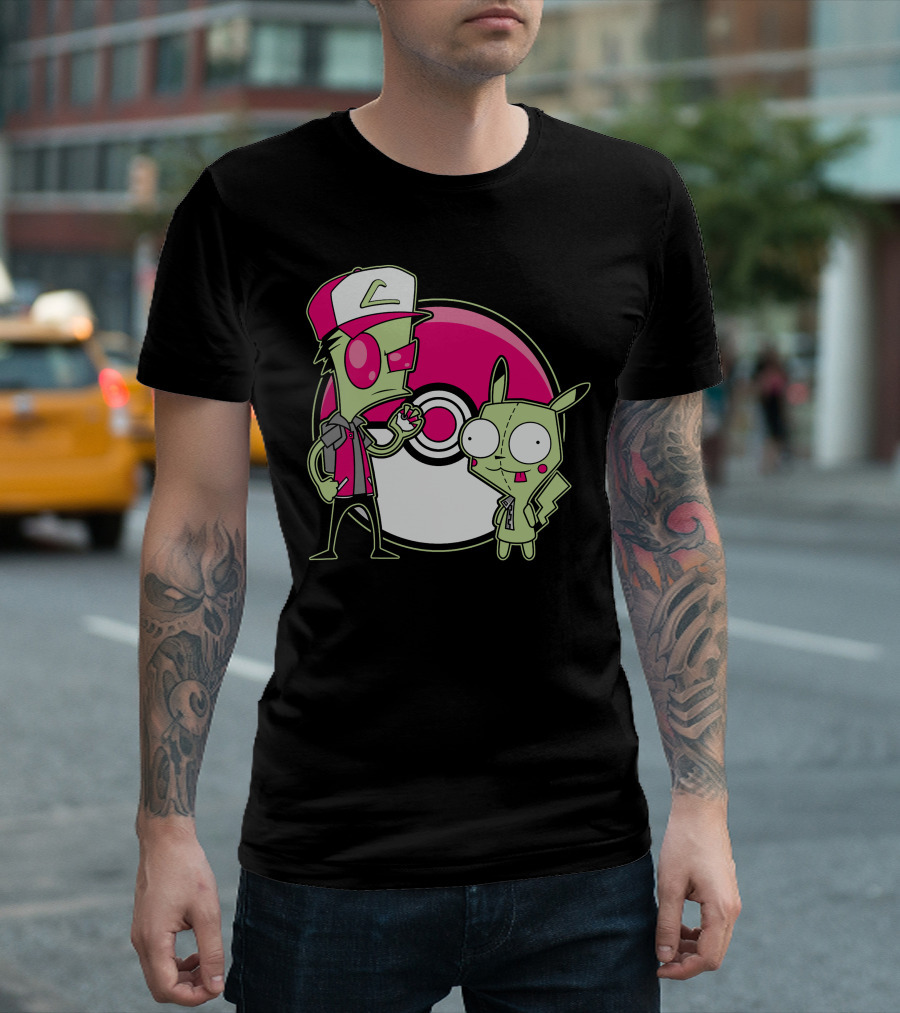 Invader Zim Gir Pikachu Pokemon Trainer Mashup T-Shirt