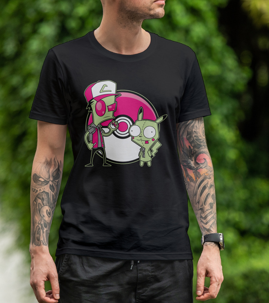 Invader Zim Gir Pikachu Pokemon Trainer Mashup T-Shirt