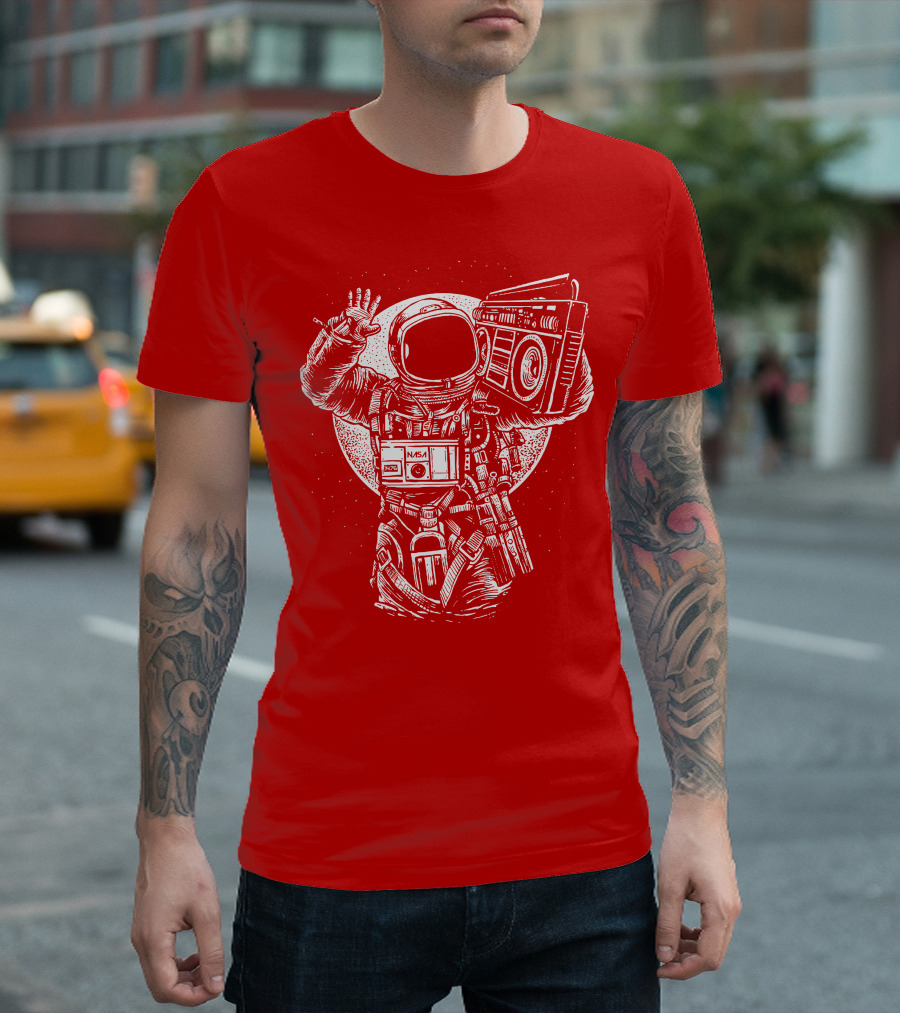 NASA Astronaut with Boombox Space T-Shirt