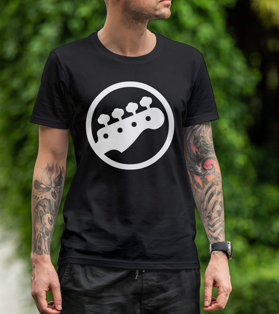 Bass Guitar Player Tuning Pegs Circle T-Shirt