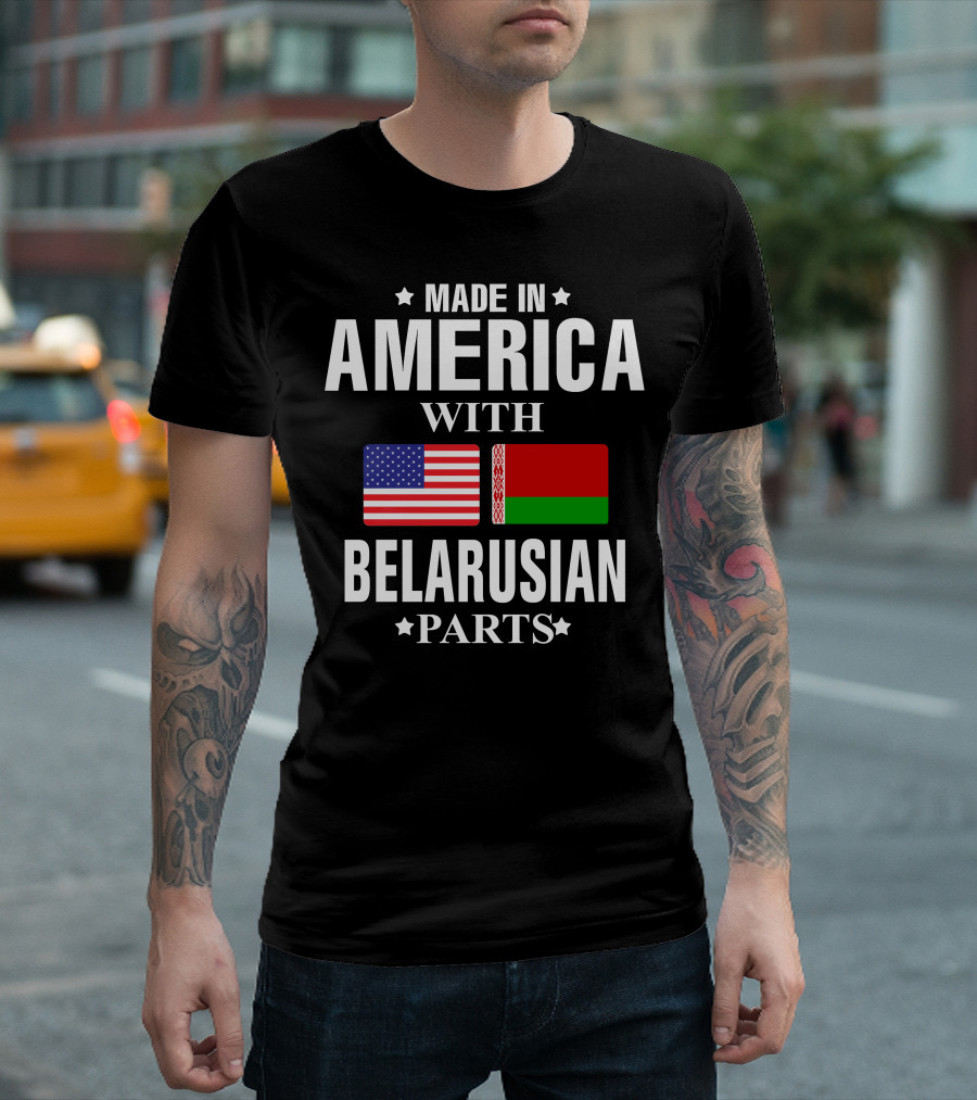 Made IN America With Belarusian Parts USA Belarus Flags T-Shirt