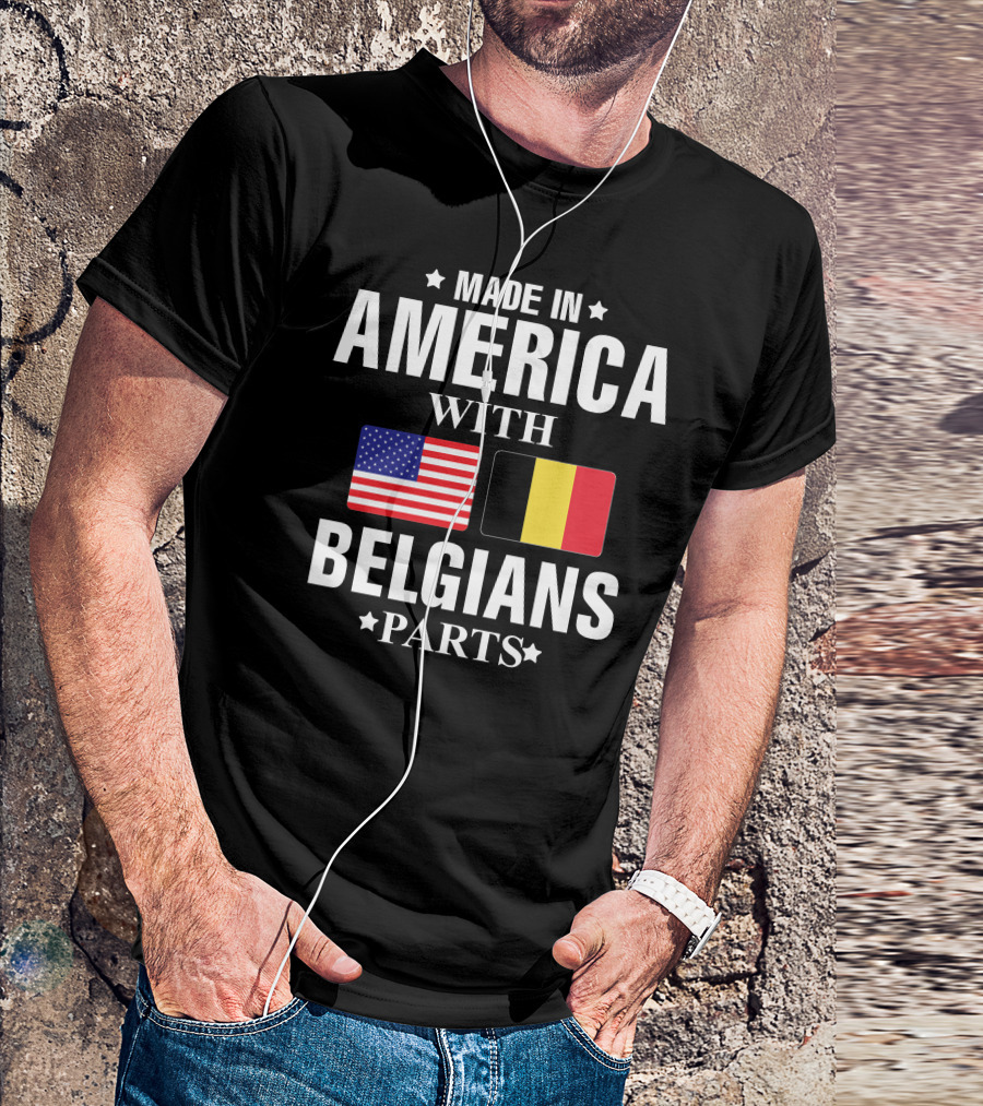 Made IN America With Belgians Parts USA Belgium Flags T-Shirt