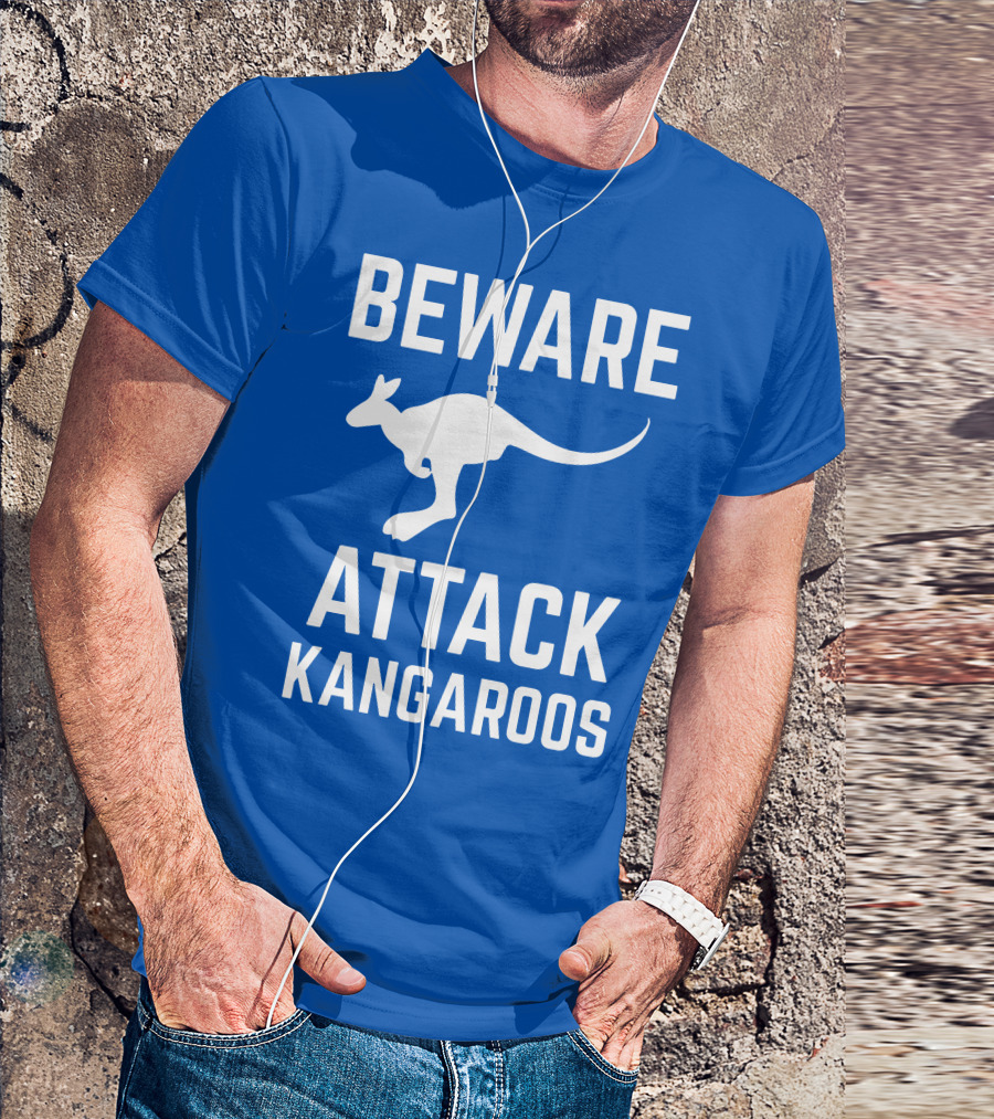 Beware Attack Kangaroos Warning Sign T-Shirt