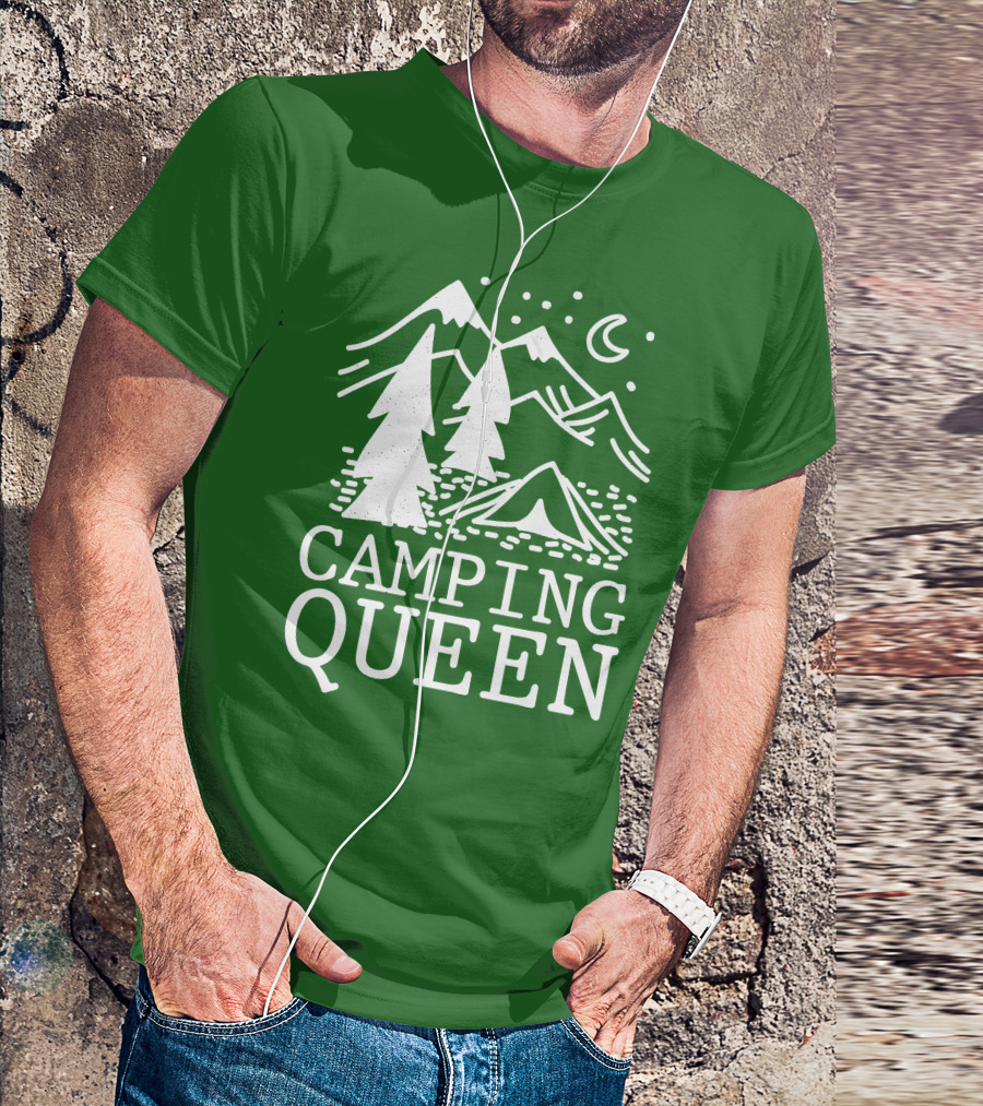 Camping Queen Mountain Tent Moon Forest Adventure T-Shirt