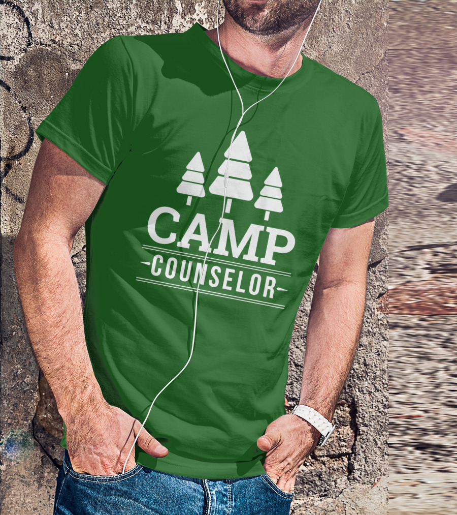 CAMP COUNSELOR Tree Icon Green Background T-Shirt