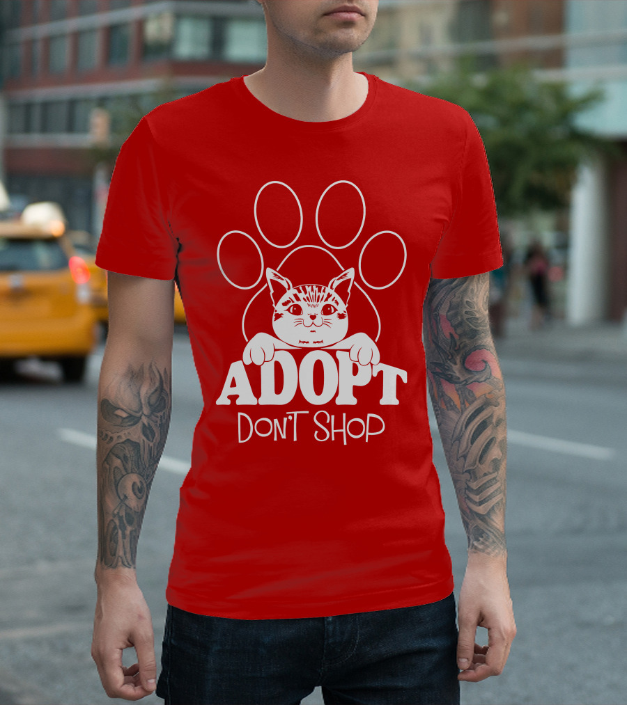 Cat Paw Adopt Don't Shop T-Shirt