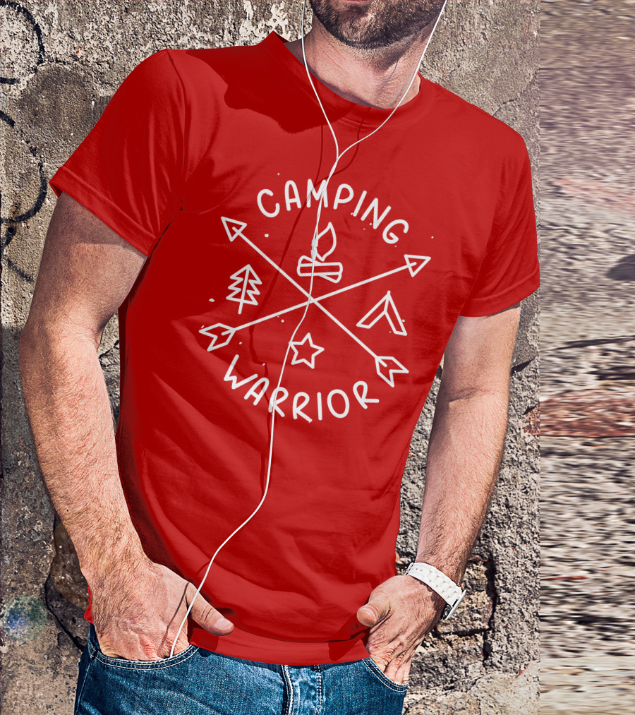 Camping Warrior Arrows Fire Tent Tree Star T-Shirt