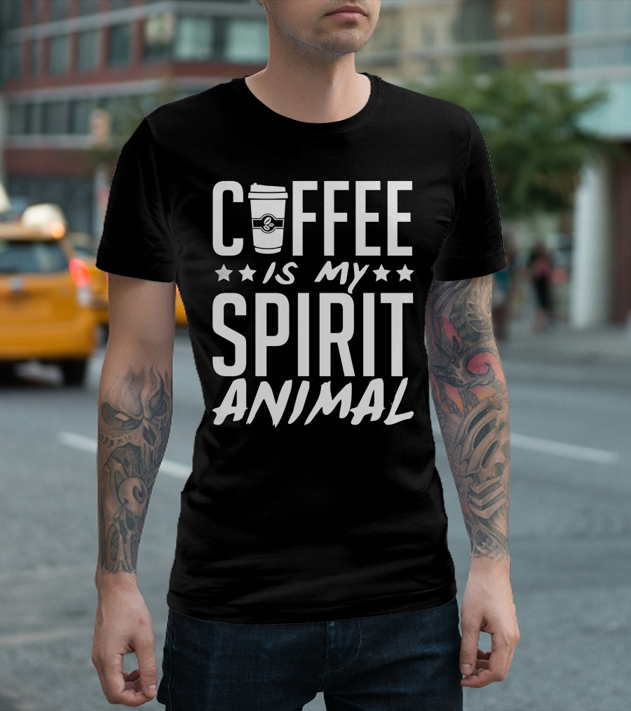 Coffee Is My Spirit Animal Coffee Cup Stars T-Shirt