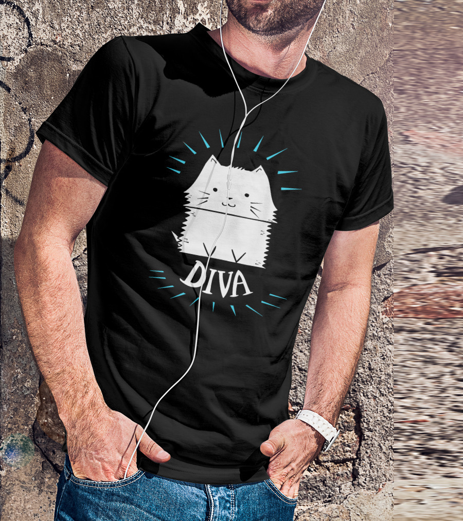 Cat Diva Cute Whiskered Feline T-Shirt