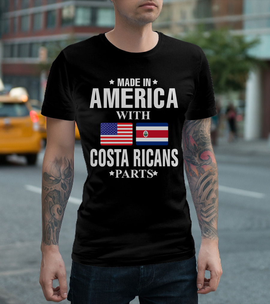 Made in America with Costa Ricans Parts Flags T-Shirt