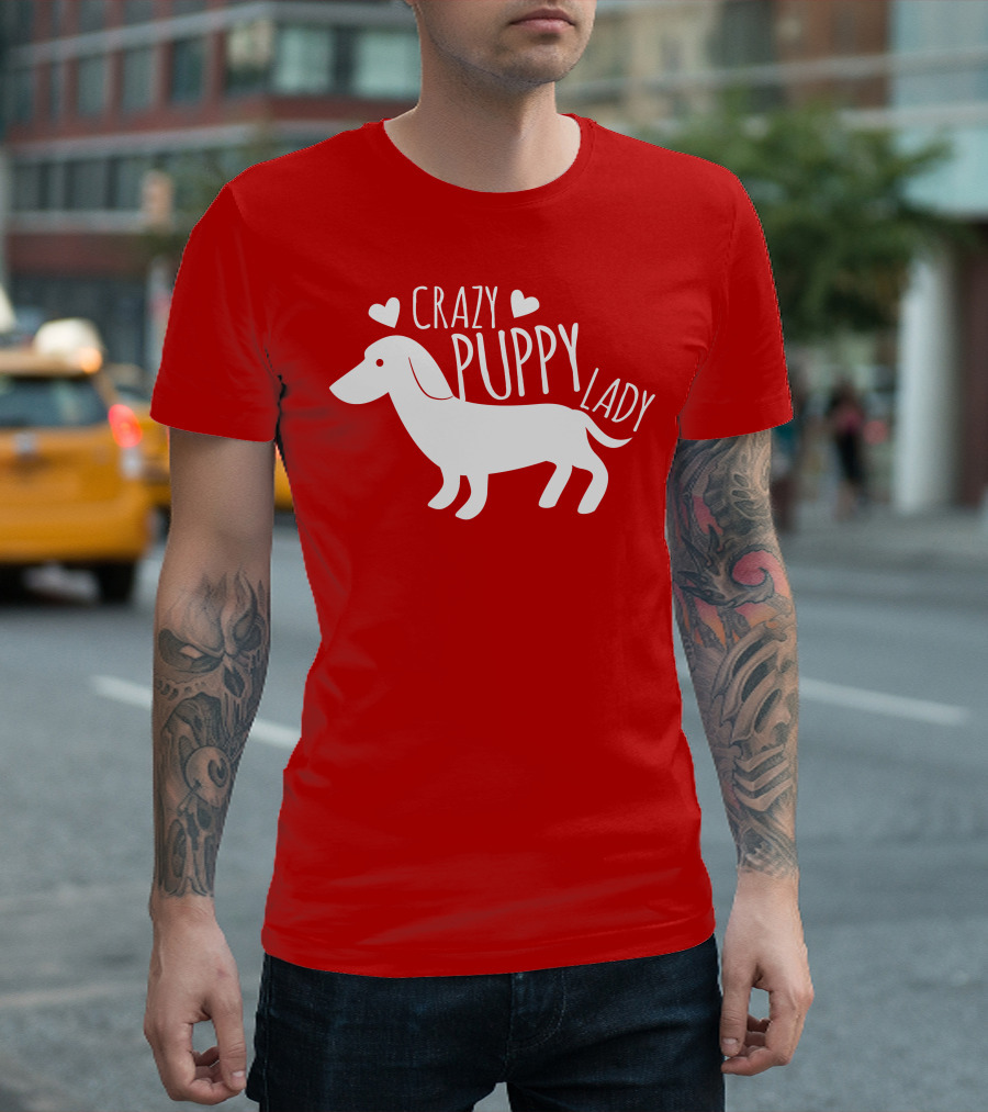 CRAZY PUPPY LADY Dachshund Heart T-Shirt