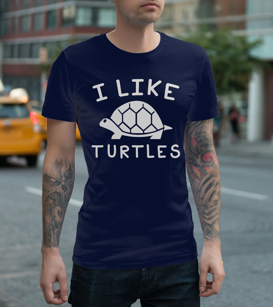 I Like Turtles Funny Tortoise Lover Geometric T-Shirt