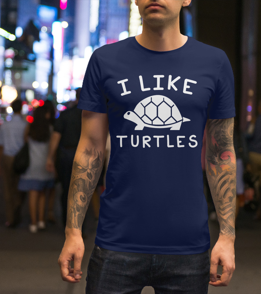 I Like Turtles Funny Tortoise Lover Geometric T-Shirt