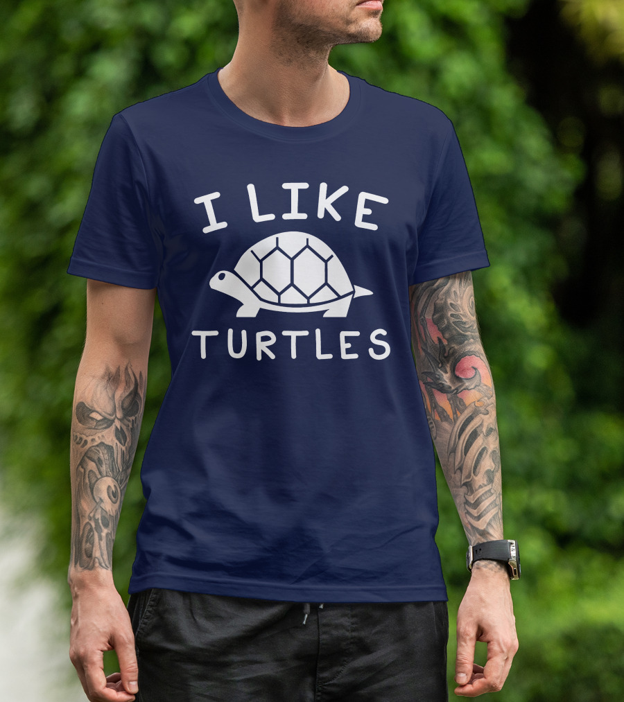 I Like Turtles Funny Tortoise Lover Geometric T-Shirt