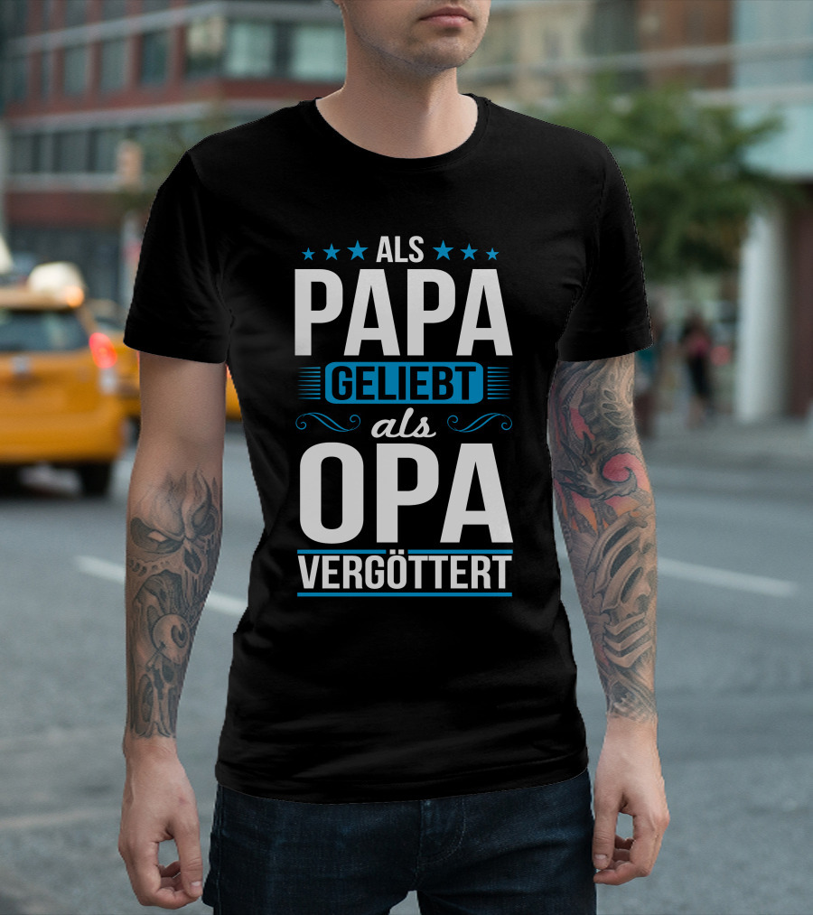 Als Papa Geliebt Als Opa Vergöttert Retro Chic Stars T-Shirt