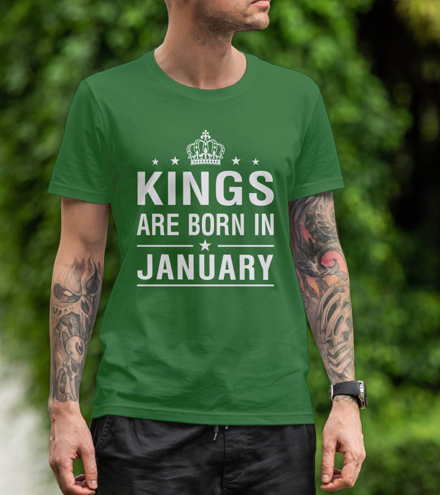 Kings Are Born In January Crown Stars T-Shirt