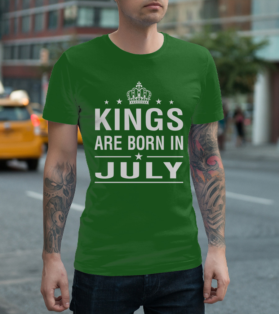Kings Are Born In July Crown Stars T-Shirt