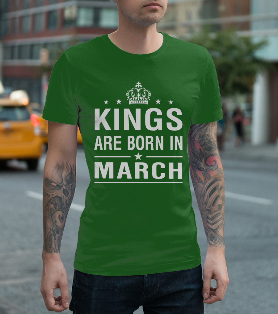 Kings Are Born In March Crown Icons T-Shirt