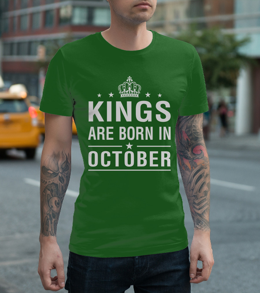 Kings Are Born In October Crowned T-Shirt