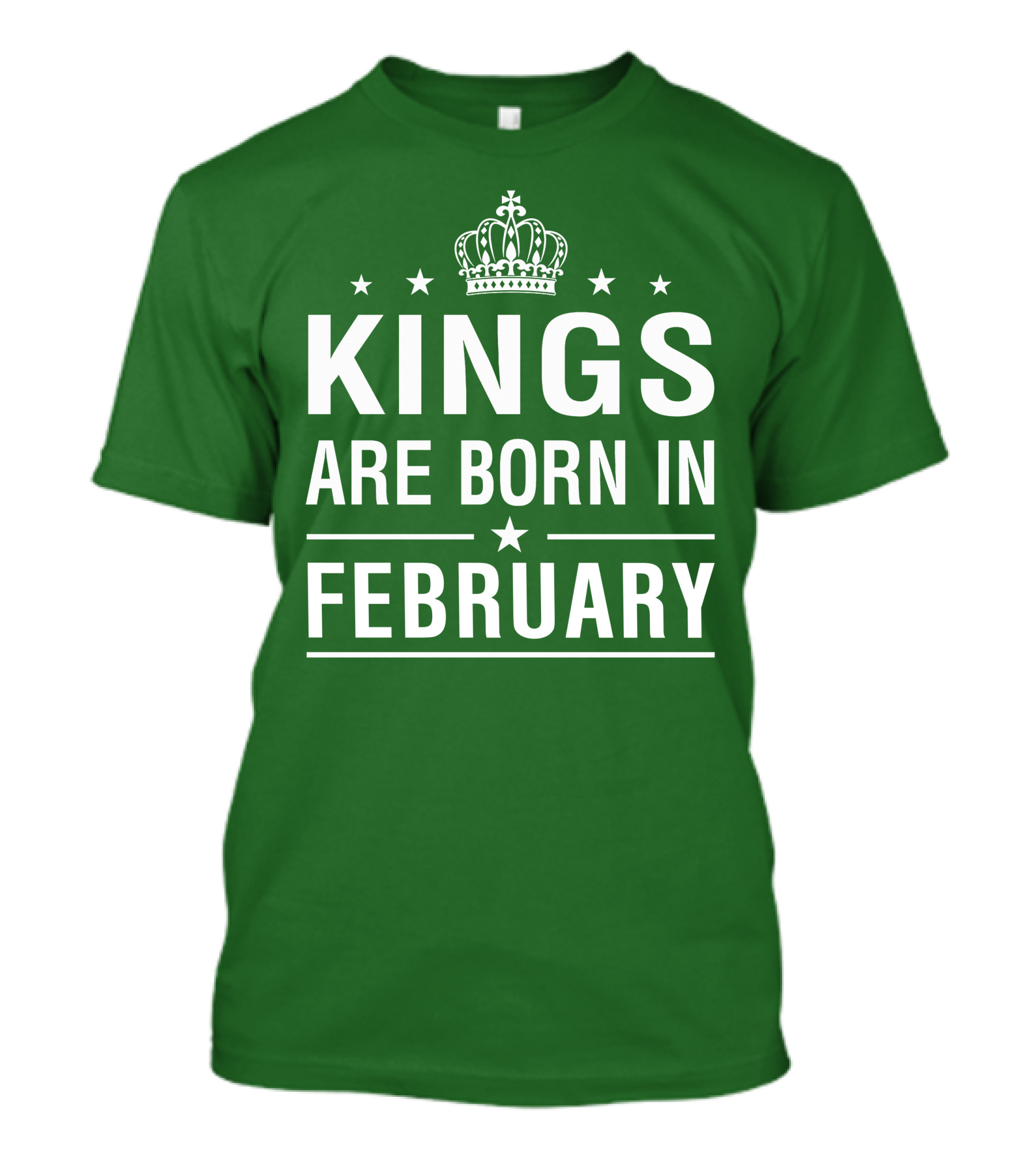 Kings Are Born In February Crown Stars Motif T-Shirt