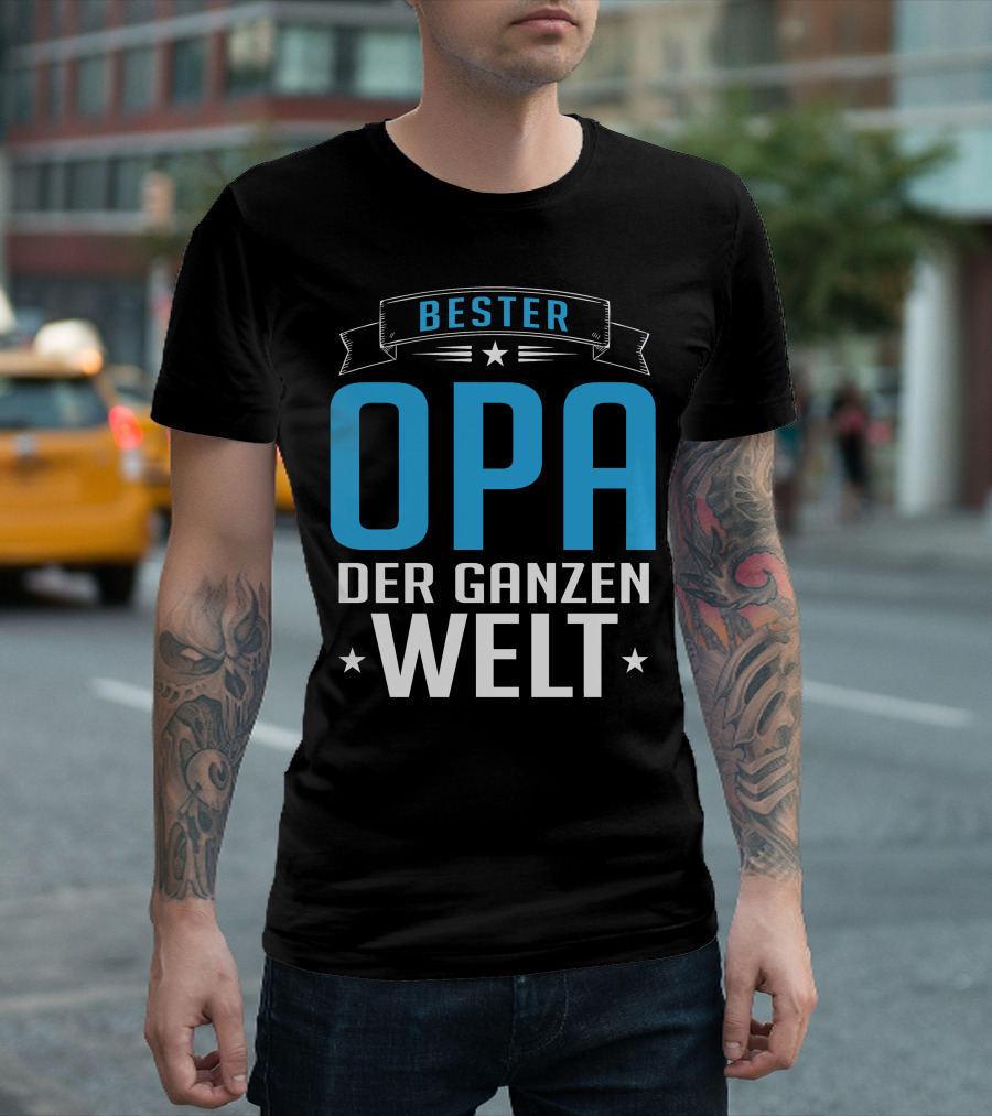 Bester Opa Der Ganzen Welt Stars Banner T-Shirt
