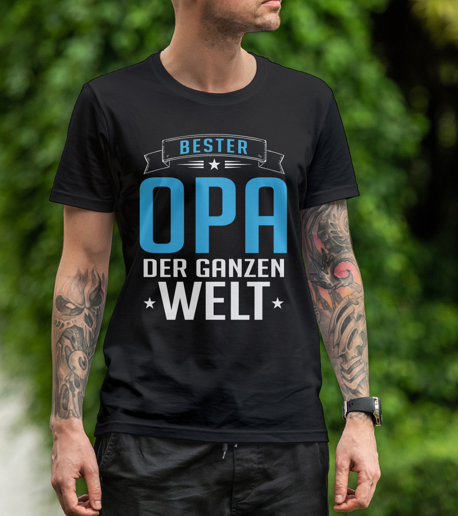 Bester Opa Der Ganzen Welt Stars Banner T-Shirt
