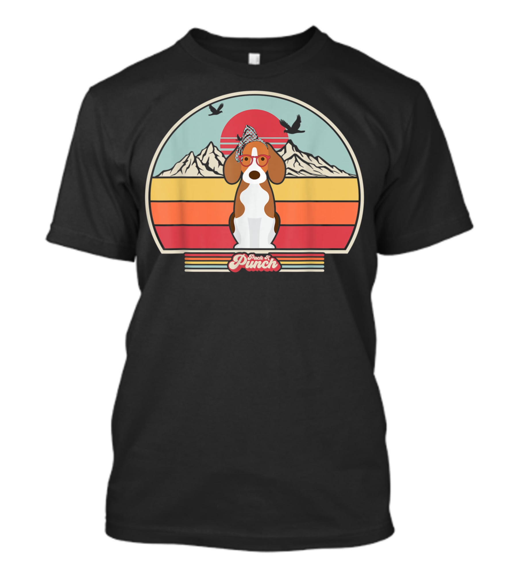 Paws And Punch Beagle Sunset Mountain T-Shirt