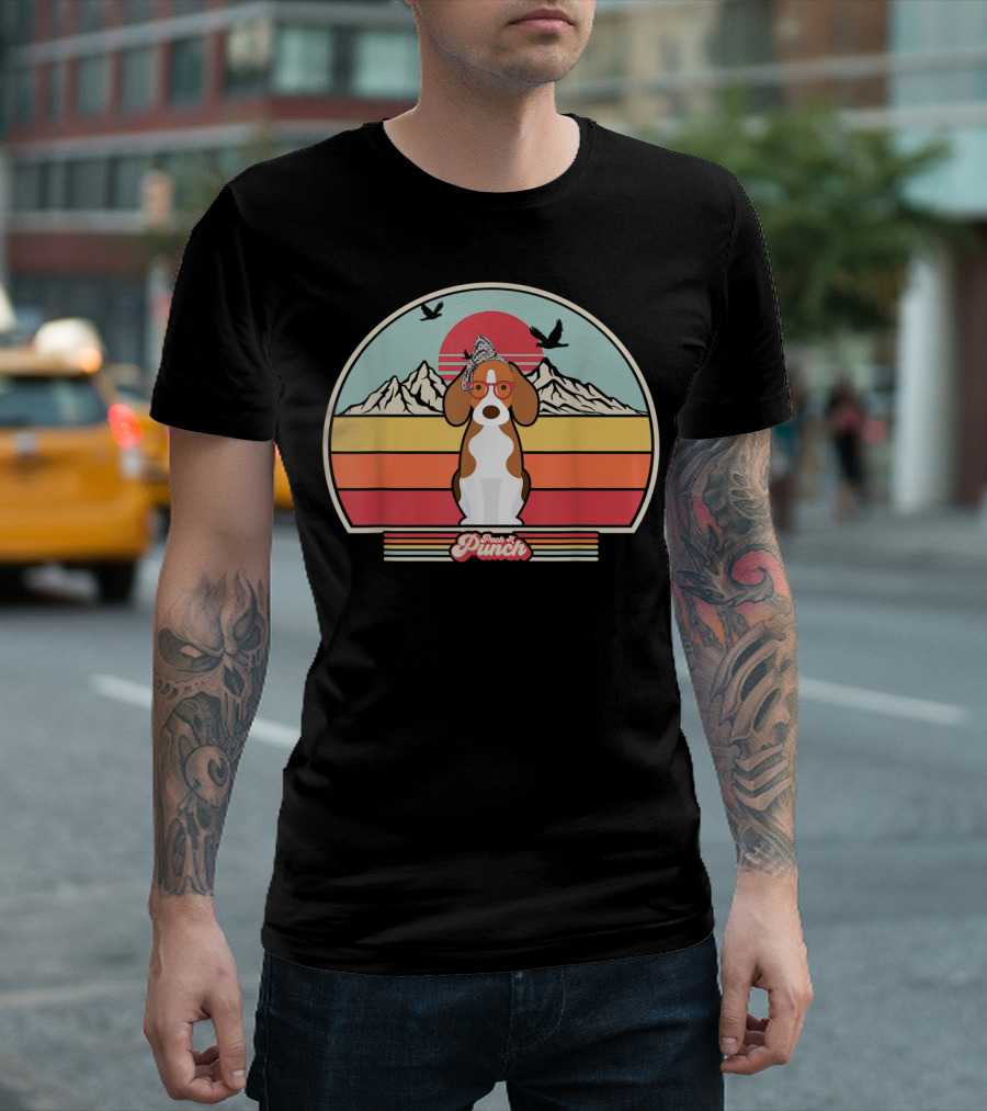 Paws and Punch Beagle Sunset Mountain T-Shirt