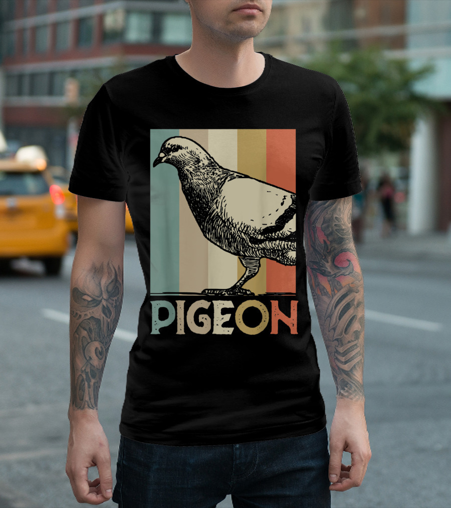 Pigeon Breeder Racing Retro Bird Stripes T-Shirt