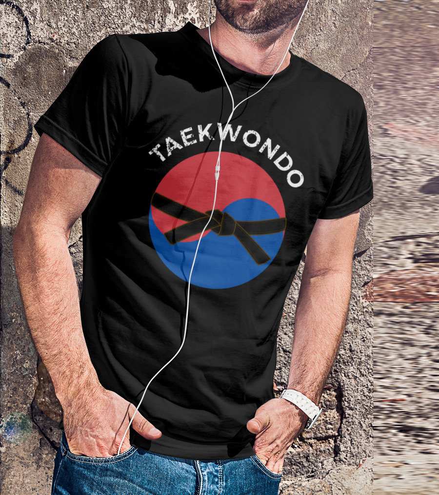Taekwondo Korean Flag Black Belt Martial Arts T-Shirt