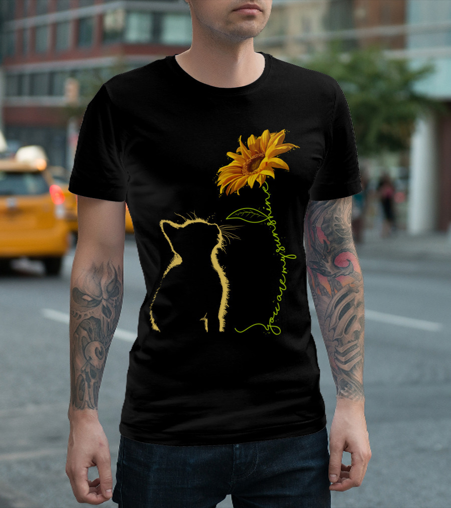 Cat You Are My Sunshine Cat and Sunflower T-Shirt