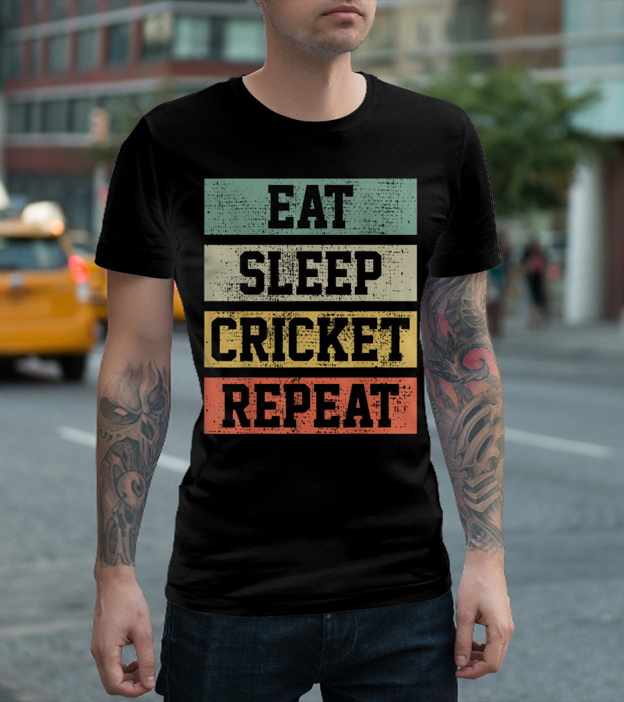 Eat Sleep Cricket Repeat Vintage Player Coach T-Shirt