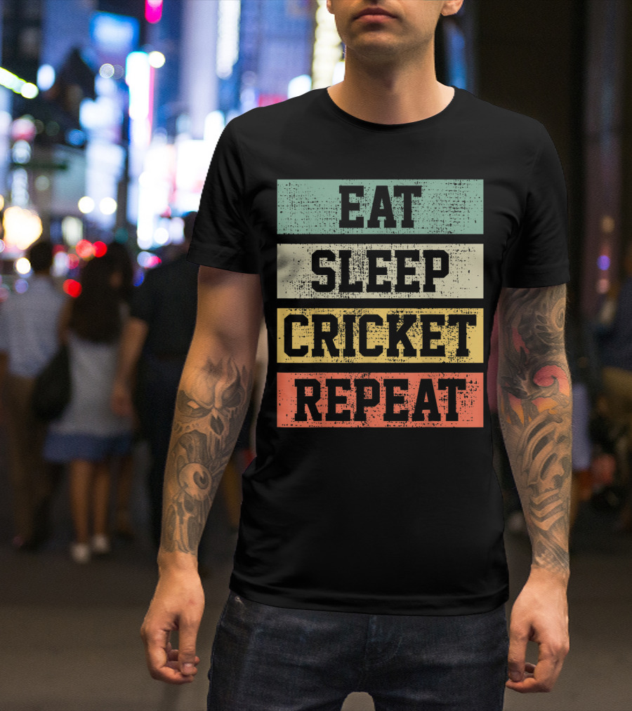 Eat Sleep Cricket Repeat Vintage Player Coach T-Shirt