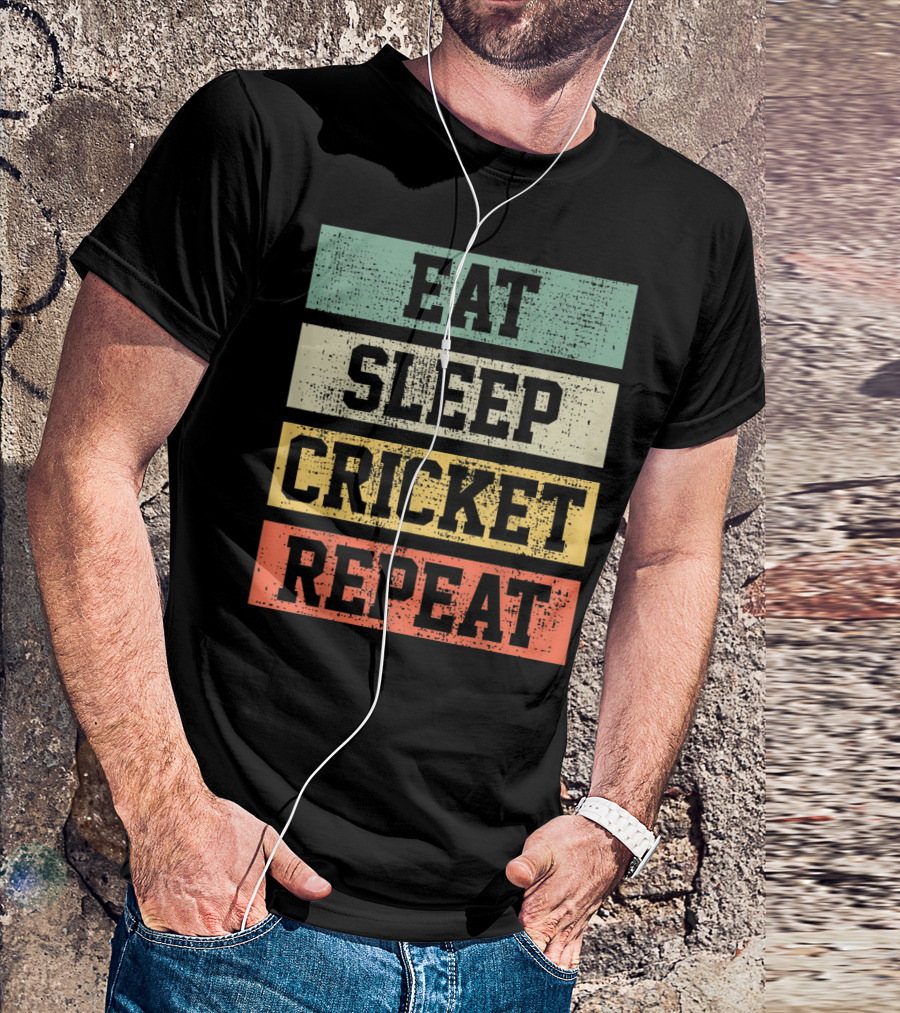 Eat Sleep Cricket Repeat Vintage Player Coach T-Shirt