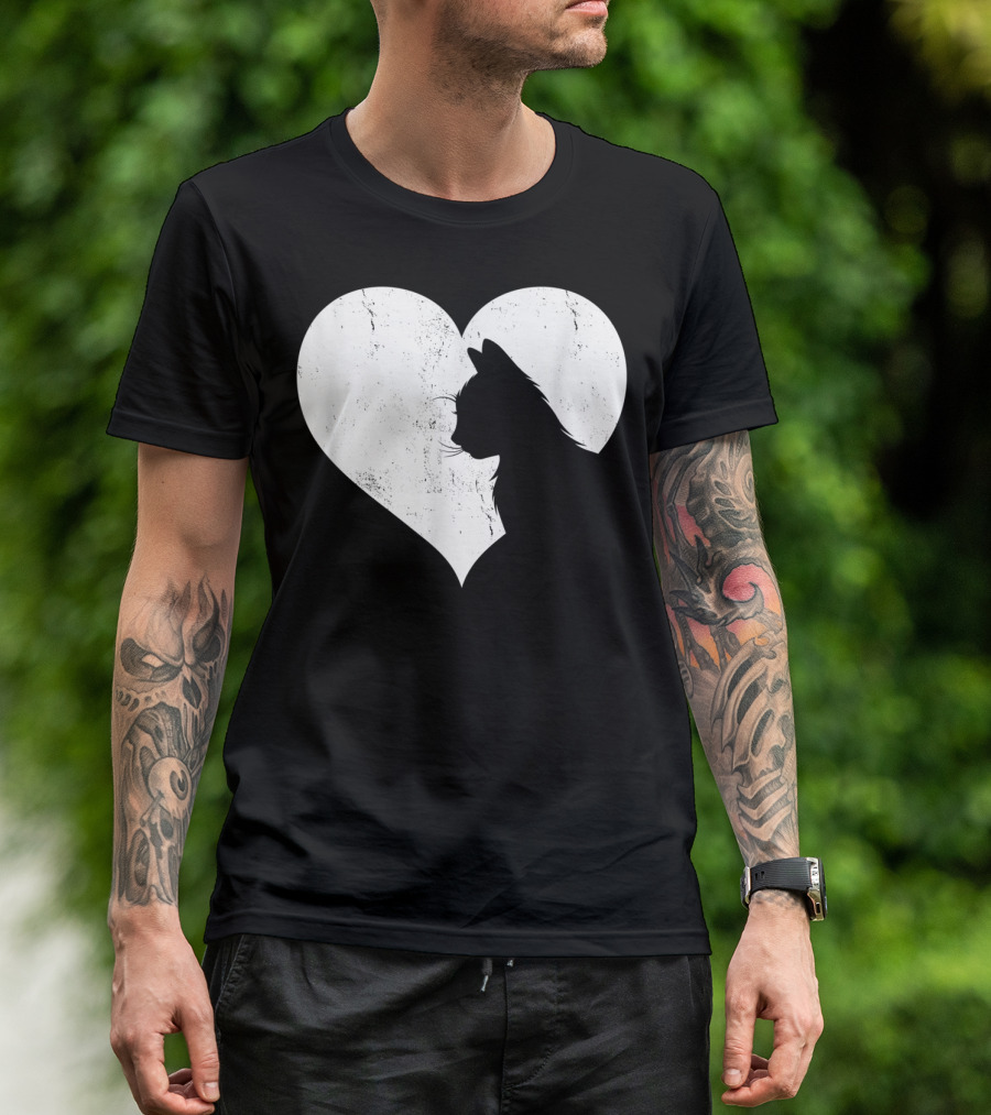 Cute Cat Heart Silhouette For Cat Lovers T-Shirt