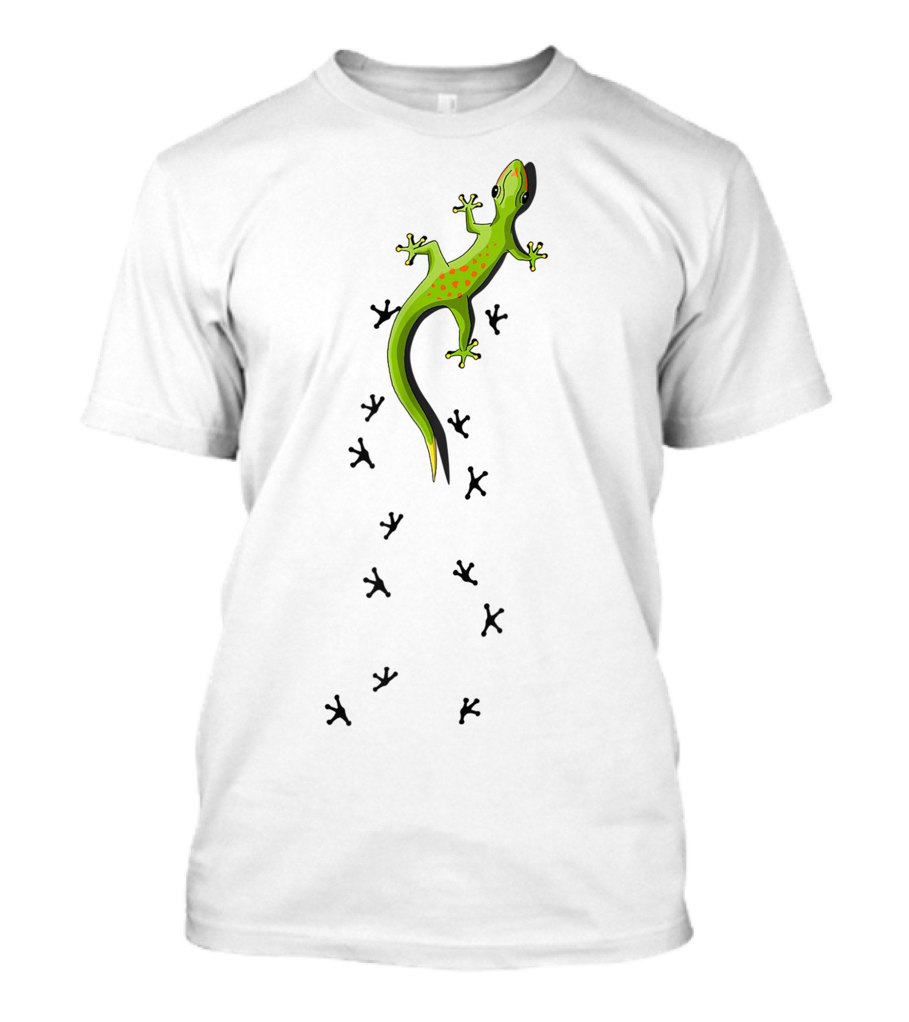 Clever Green Lizard Reptile Tracks Climbing Gecko T-Shirt
